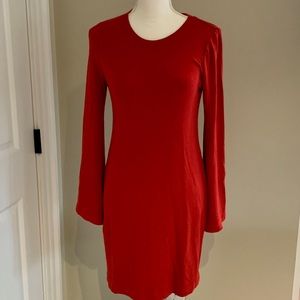 Lou & Grey XXS fleece bell sleeve red dress